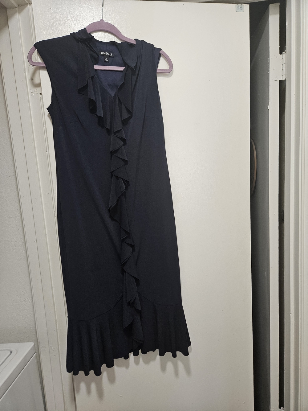 Liz Claiborne Navy Ruffle-Trim Sleeveless Dress
